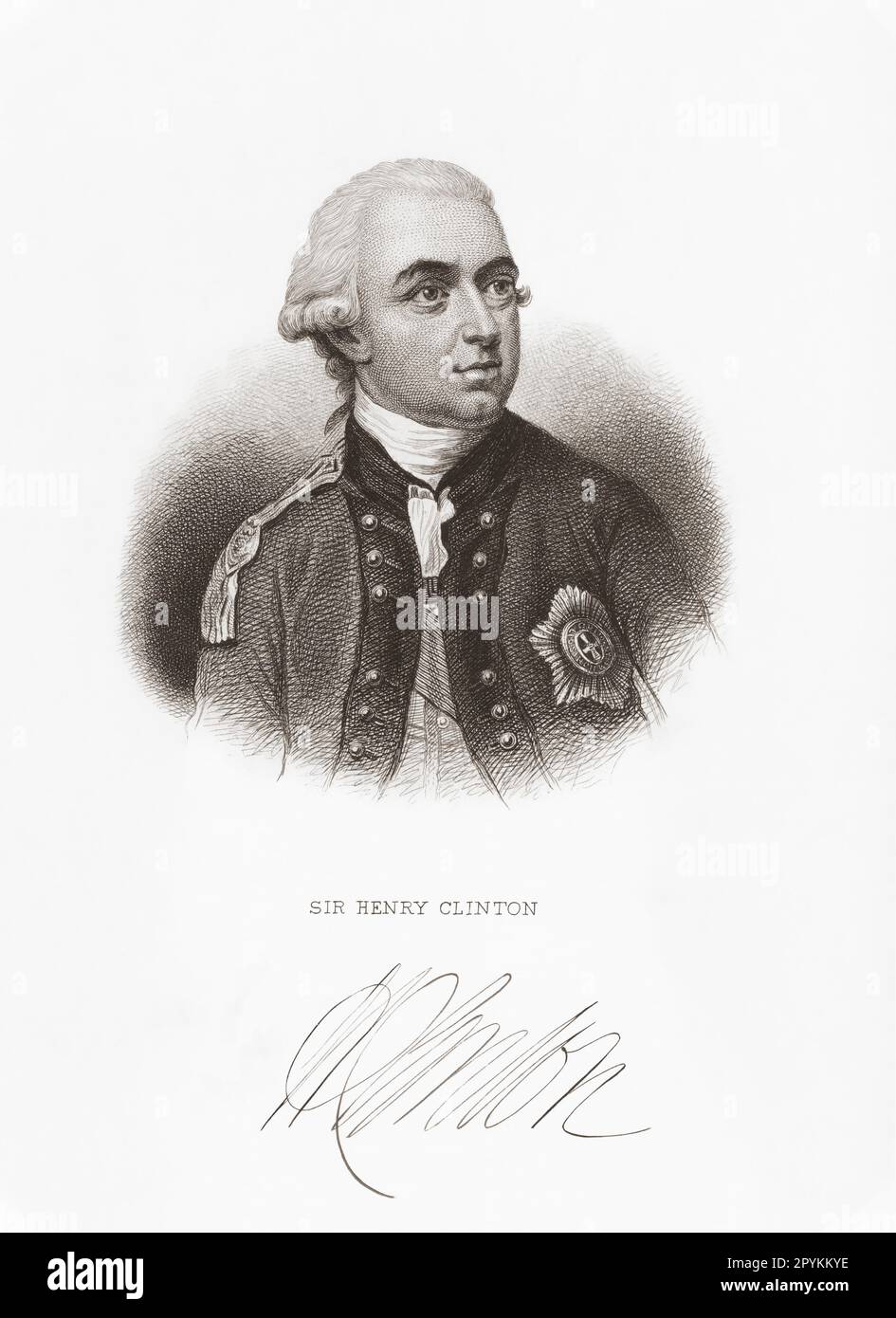 Général Sir Henry Clinton, 1730 à 1795. Officier de l'armée britannique et homme politique pendant la guerre d'indépendance américaine. Après un portrait de 18th siècle. Banque D'Images