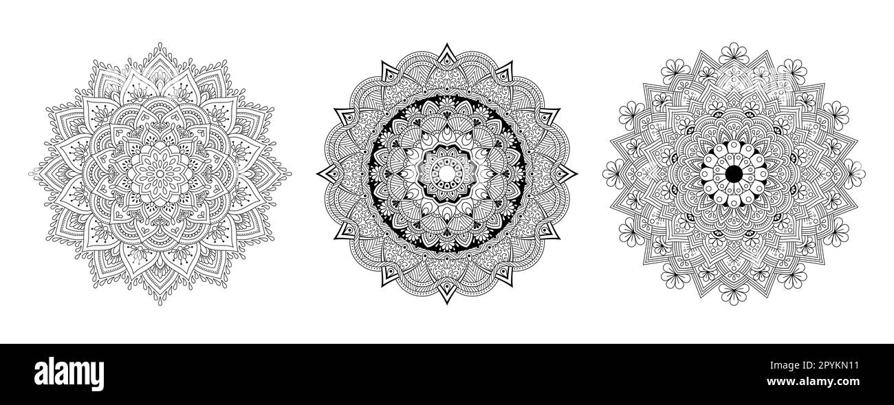 Mandala mehndi motif floral pour le dessin et le tatouage de Henna, motifs, logos orientaux vecteur. Illustration de Vecteur