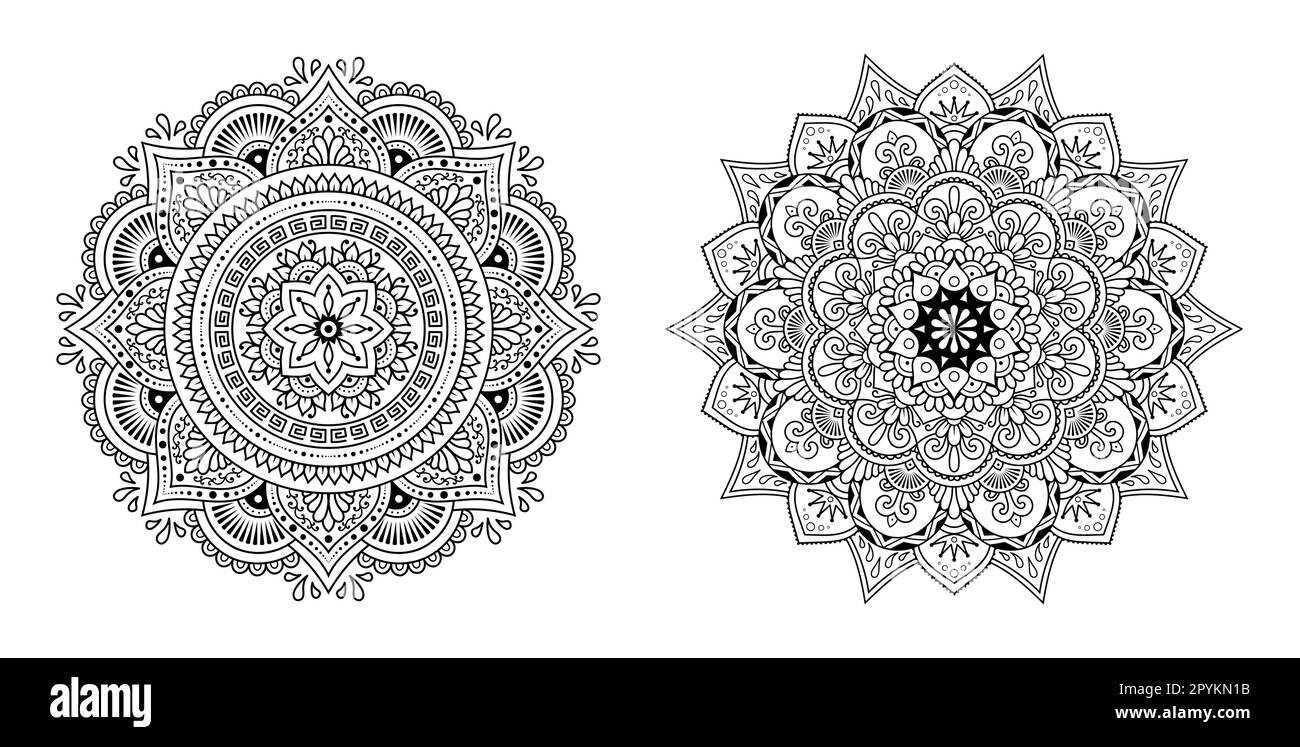 Mandala fleur. Éléments décoratifs.Islam, arabe, indien, marocain, Espagne, turc, Motifs Pakistan, chinois, mystique, pouf. Page de livre de coloriage Illustration de Vecteur