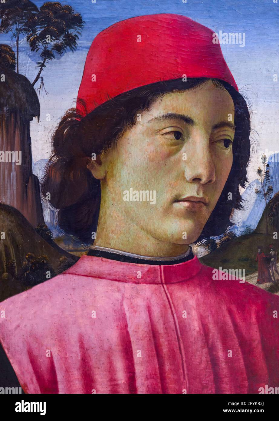 Portrait d'un jeune homme, Domenico Ghirlandaio, 1480, Banque D'Images