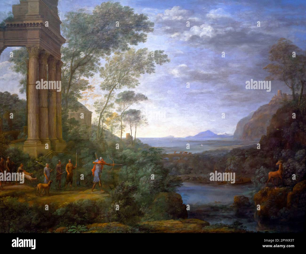 Paysage avec Ascanius shooting le cerf de Sylvia, Claude Lorrain, 1682, Banque D'Images