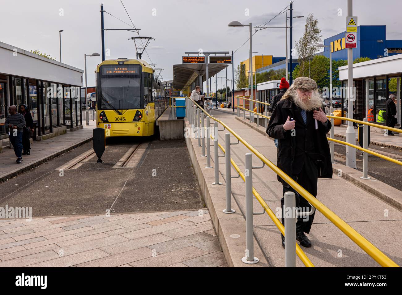 Arrêt de tramway AshtonUnderLyne (Metrolink). Manchester dans le