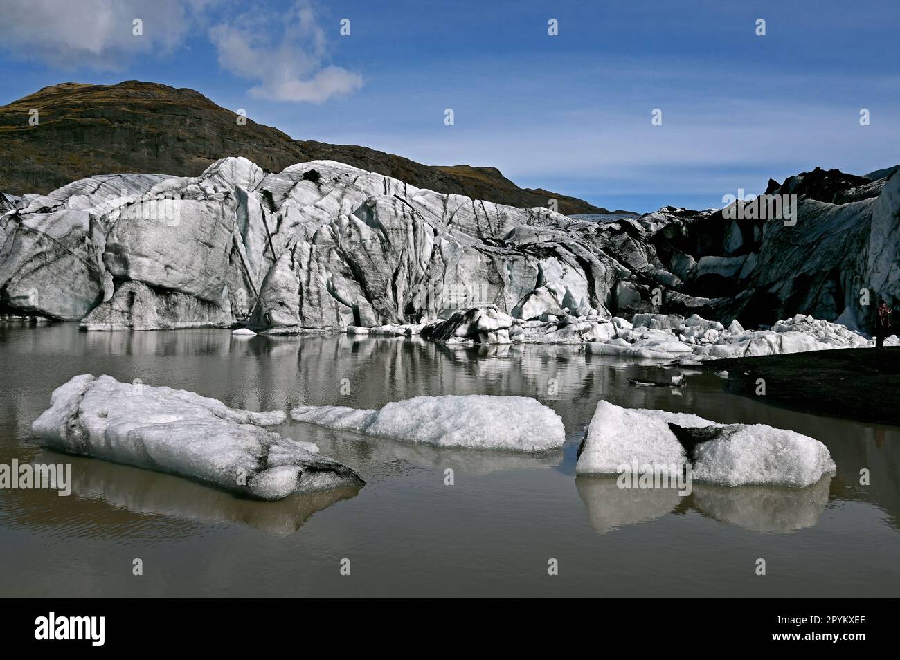 Glacier de Solheimajökull sur la côte sud de l'Islande. Banque D'Images