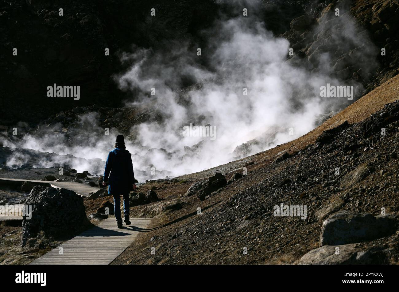 Seltun, sources géothermiques sur la péninsule de Reykjanes dans le sud-ouest de l'Islande. Banque D'Images