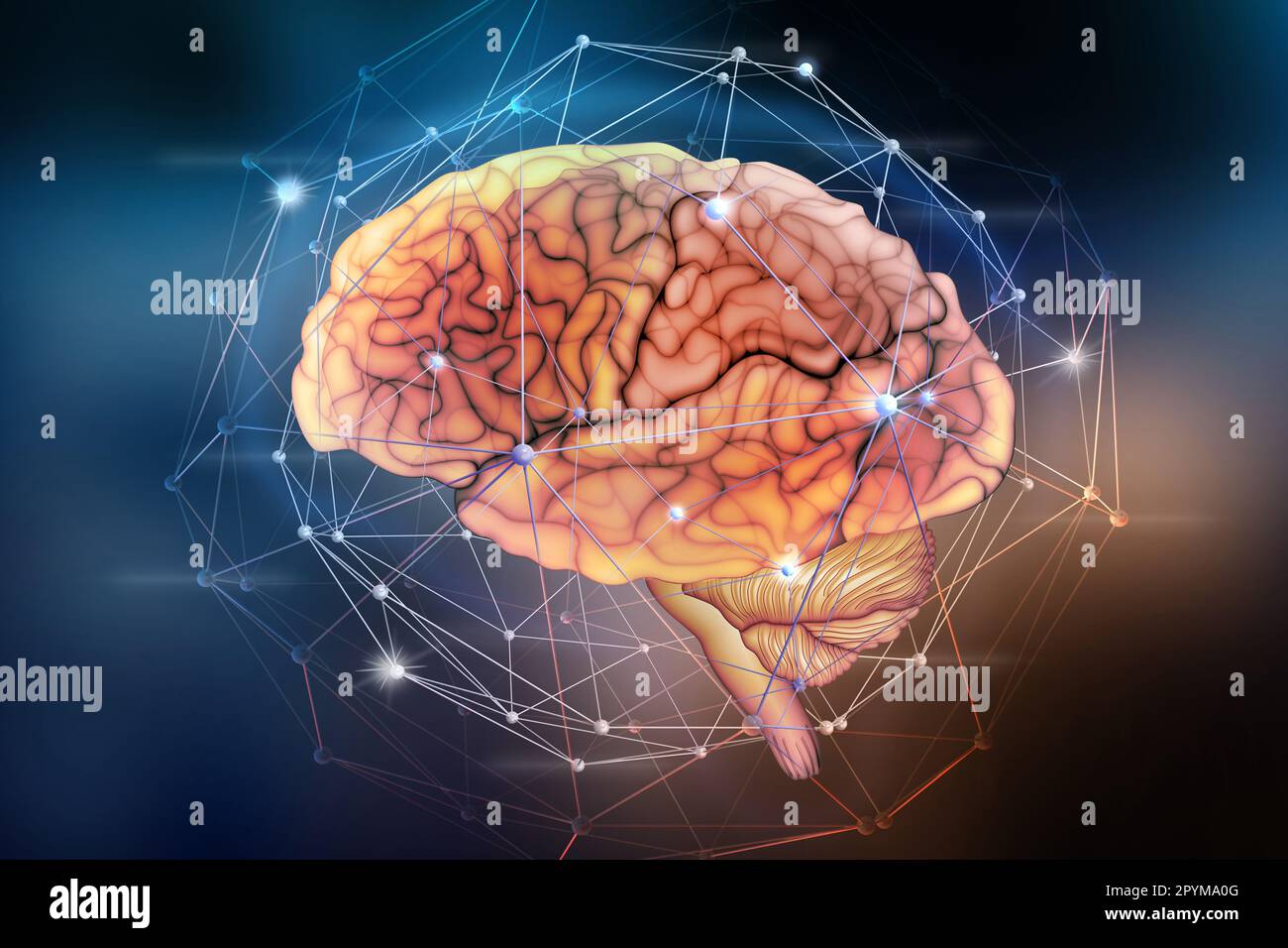 Réseau neuronal artificiel. Intelligence informatique basée sur les cellules nerveuses du cerveau humain. Concept de design moderne sur le thème de l'intelli artificiel Banque D'Images