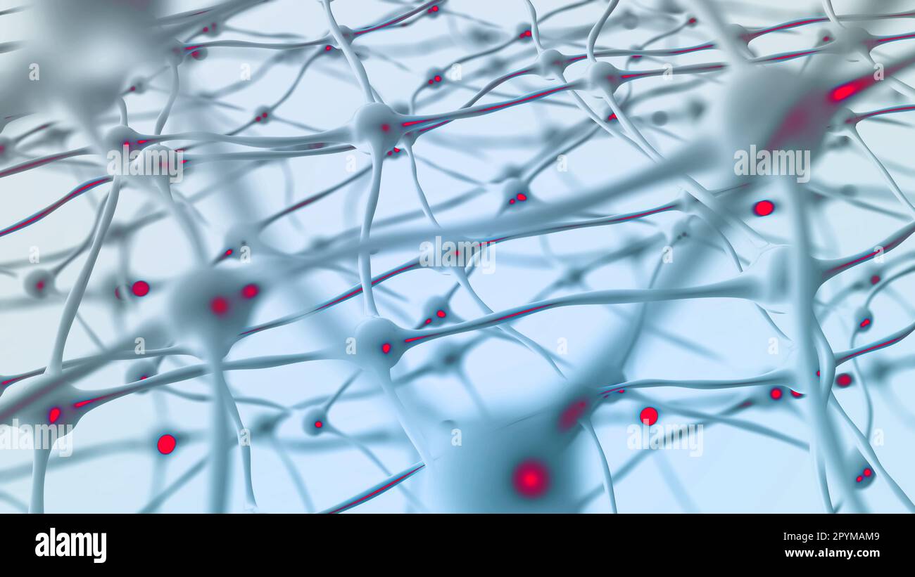 À l'intérieur, traitement des données. Cerveau sous microscope 3D illustration. Connexions neuronales, réseau neuronal, impulsions électriques dans le cerveau Banque D'Images