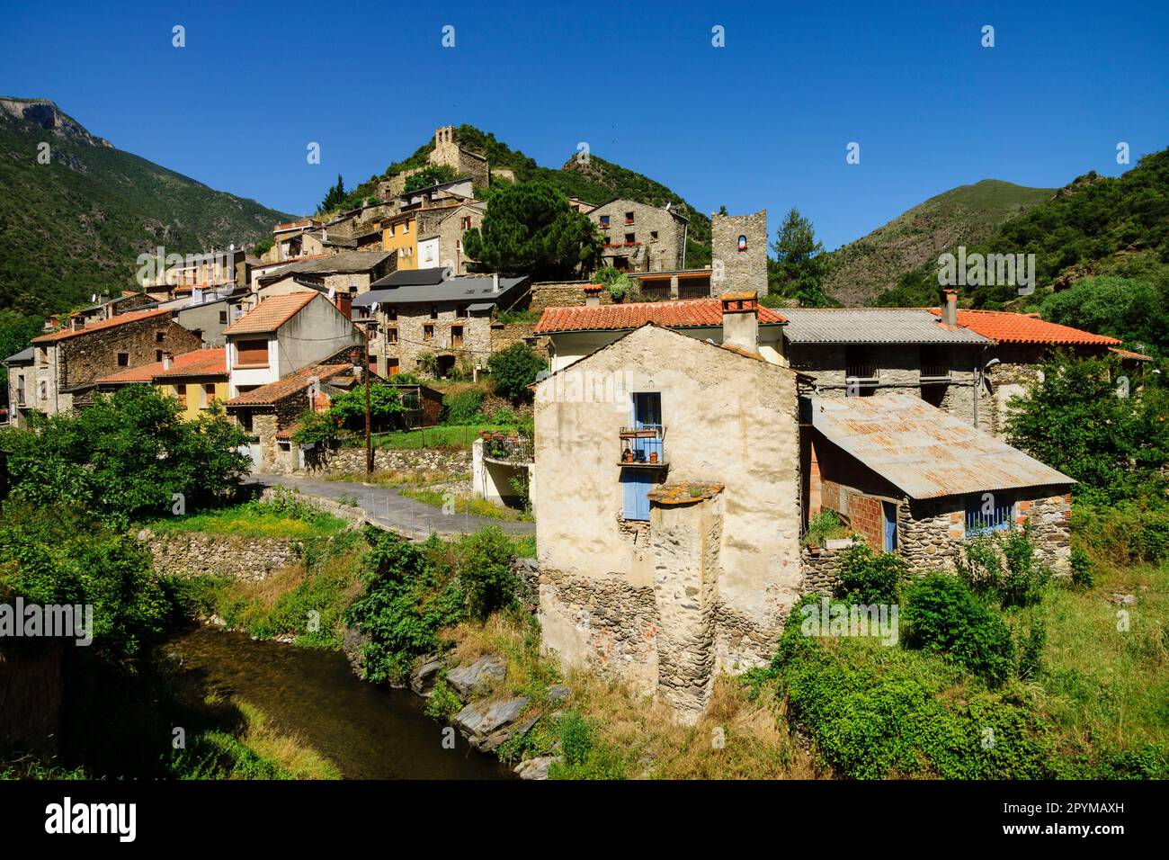 Village de Conat, réserve naturelle de Noedes, massif de Madres-Coronat, Rosillon, Pyrénées orientales, Banque D'Images