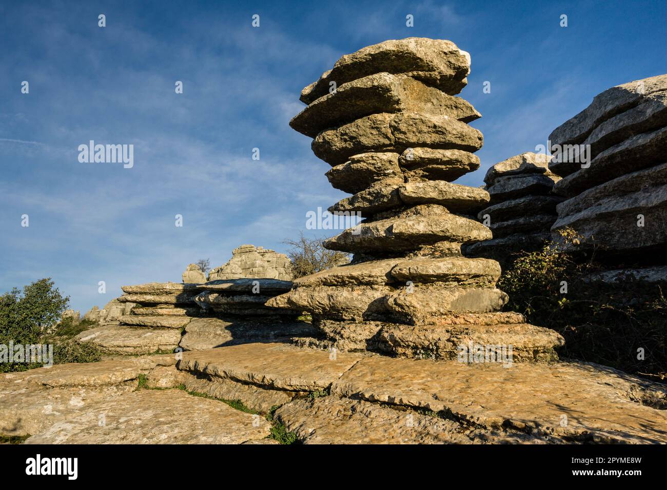 El Tornillo del Torca, monumento natural, el Torcal de Antequera, Naturel de términos municipales de Antequera et Villanueva de la Concepción, provin Banque D'Images