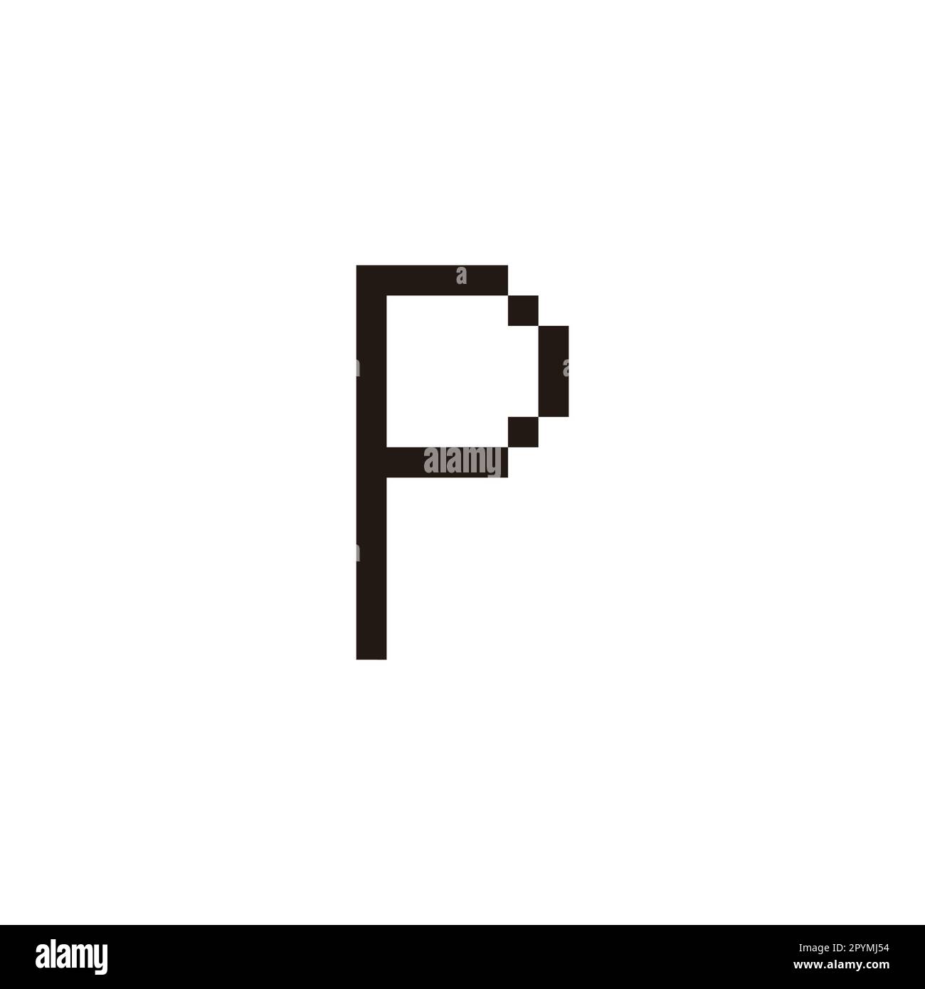 Lettre P pixel géométrique symbole simple logo vecteur Illustration de Vecteur