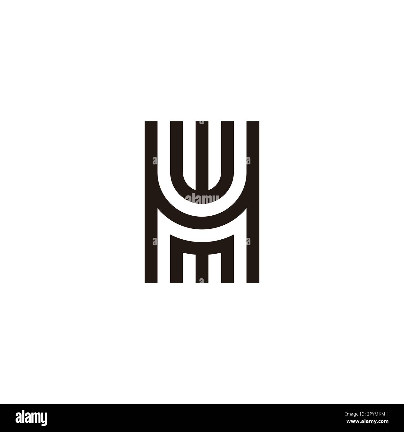 Lettre H, M et W carré, cercle géométrique symbole simple logo vecteur Illustration de Vecteur