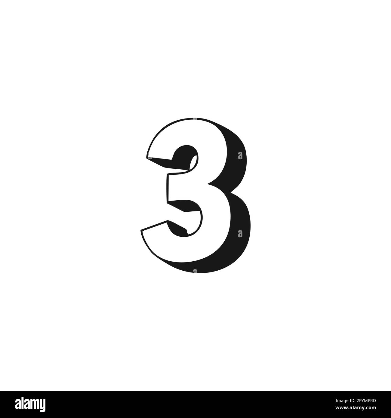 Numéro 3 3D symbole géométrique simple logo vecteur Illustration de Vecteur