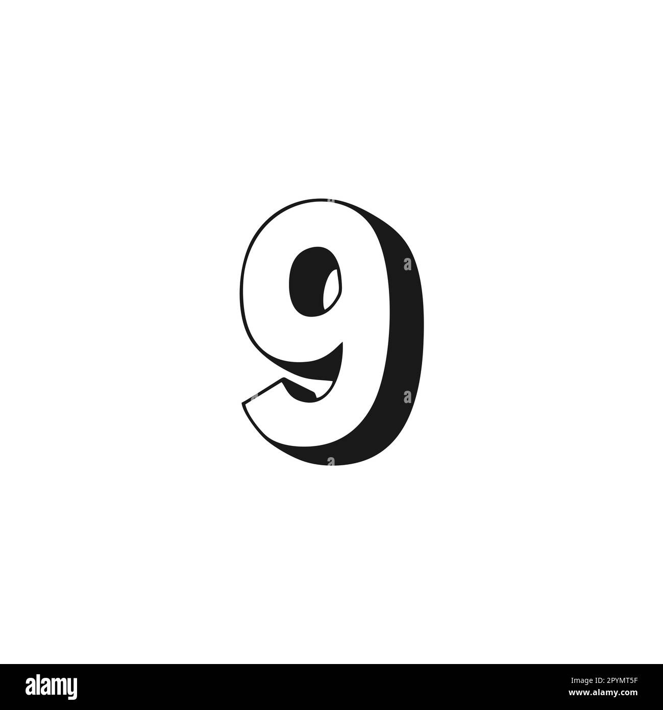 Numéro 9 3D symbole géométrique simple logo vecteur Illustration de Vecteur