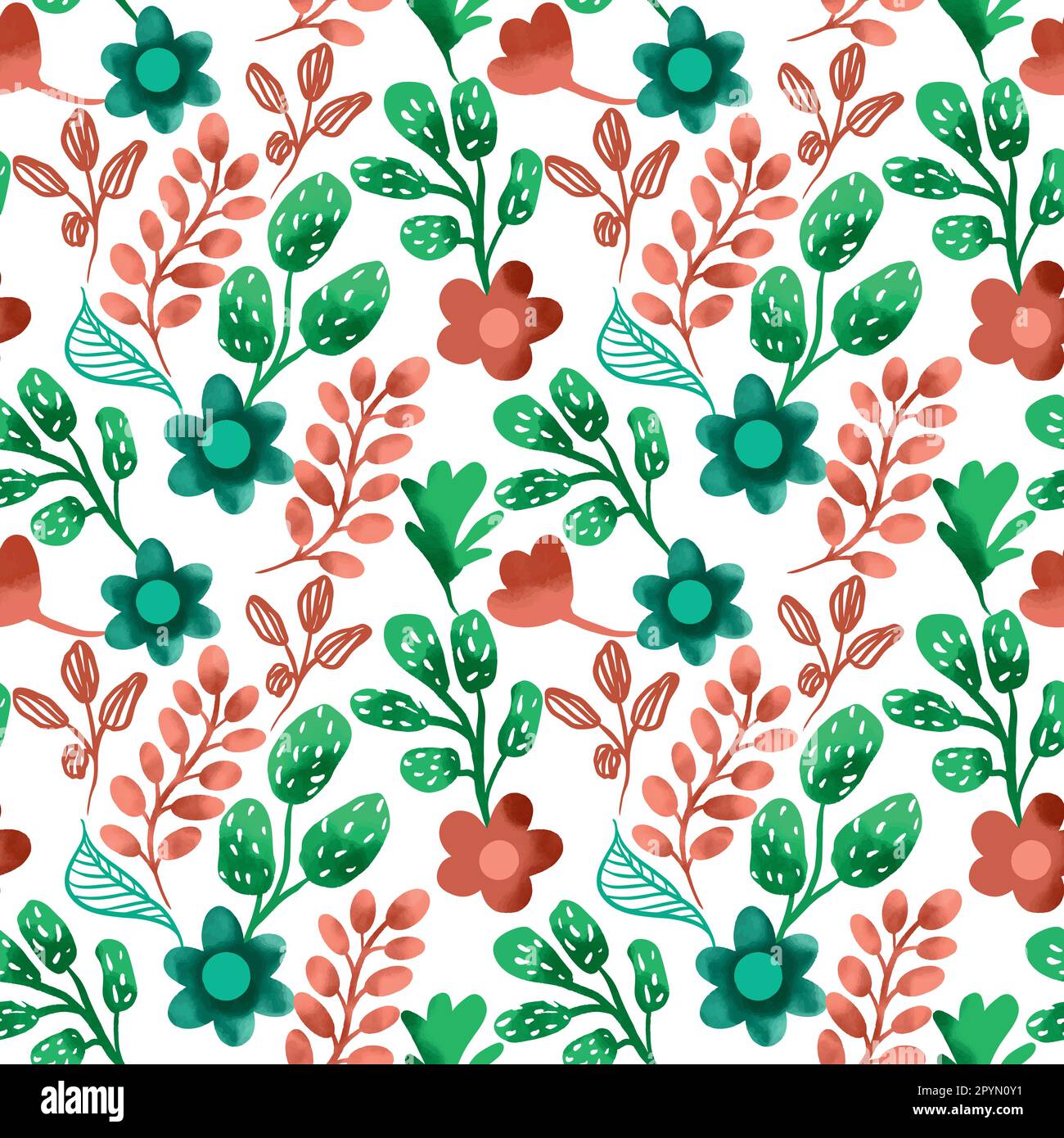 Motif fleuri sans couture. Illustration vectorielle avec fleurs et feuilles aquarelles. Fond fleuri pour des imprimés tendance. Textile, papier peint, emballage Illustration de Vecteur