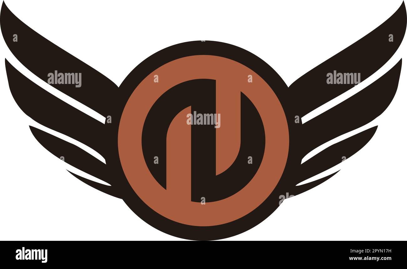 Lettre N ailes, symbole géométrique marron logo simple vecteur Illustration de Vecteur