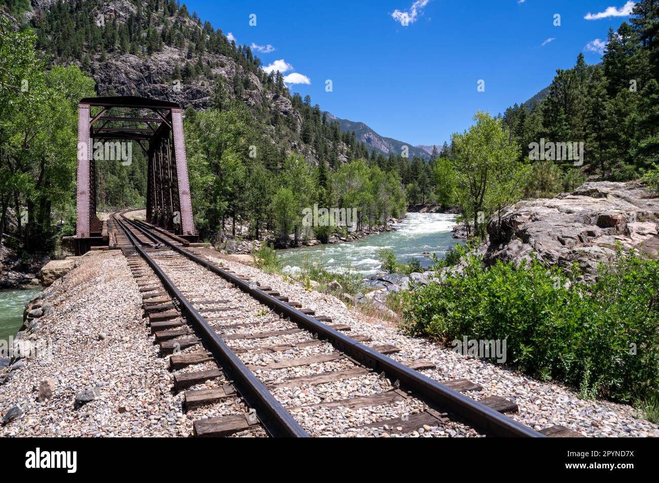Trajet en train Cascade Canyon Express, Durango, Colorado Banque D'Images