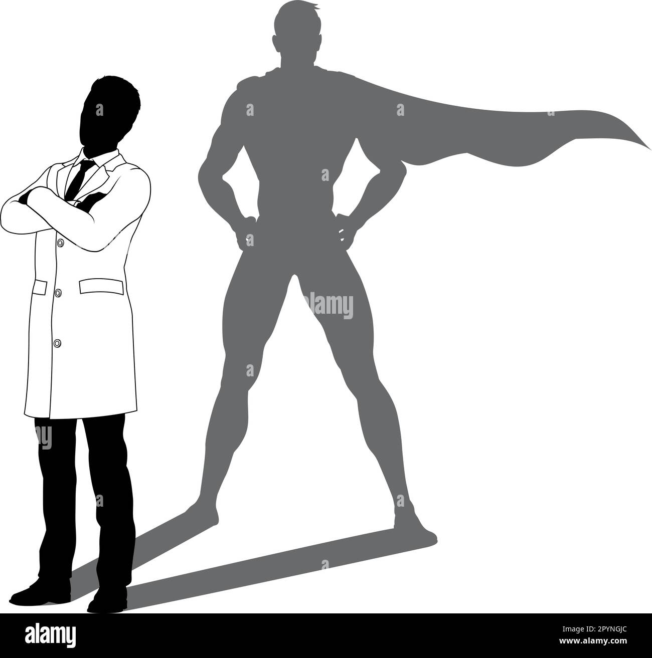 Super-héros Biologiste Super Hero Shadow Silhouette Illustration de Vecteur