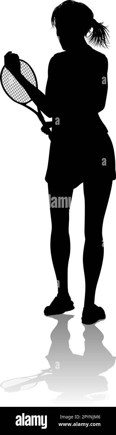 Tennis Silhouette Sport Player Femme Illustration de Vecteur
