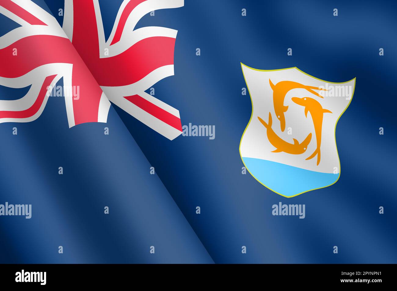Anguilla agitant drapeau 3D illustration ondulation du vent Banque D'Images