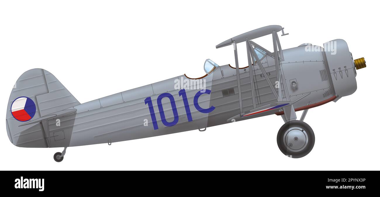 Praga E.241.3 de l'École d'aviation militaire Prostějov de l'Armée de l'Air tchécoslovaque, juillet 1937 Banque D'Images