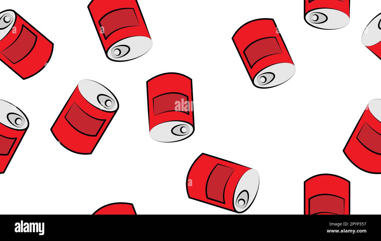 Motif vectoriel sans couture avec boîtes de soupe de tomates de style rétro sur fond clair. Illustrations reproductibles pour soupe de tomates condensées. Illustration de Vecteur