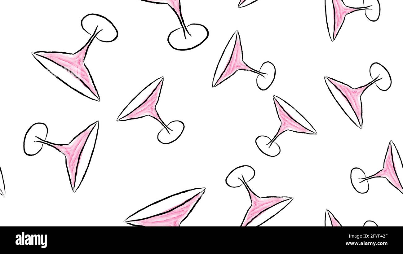 Texture, un motif sans couture de magnifiques verres aquarelle dessinés à la main pour les cocktails martini avec une jambe fine délicate. L'arrière-plan. Vecteur il Illustration de Vecteur