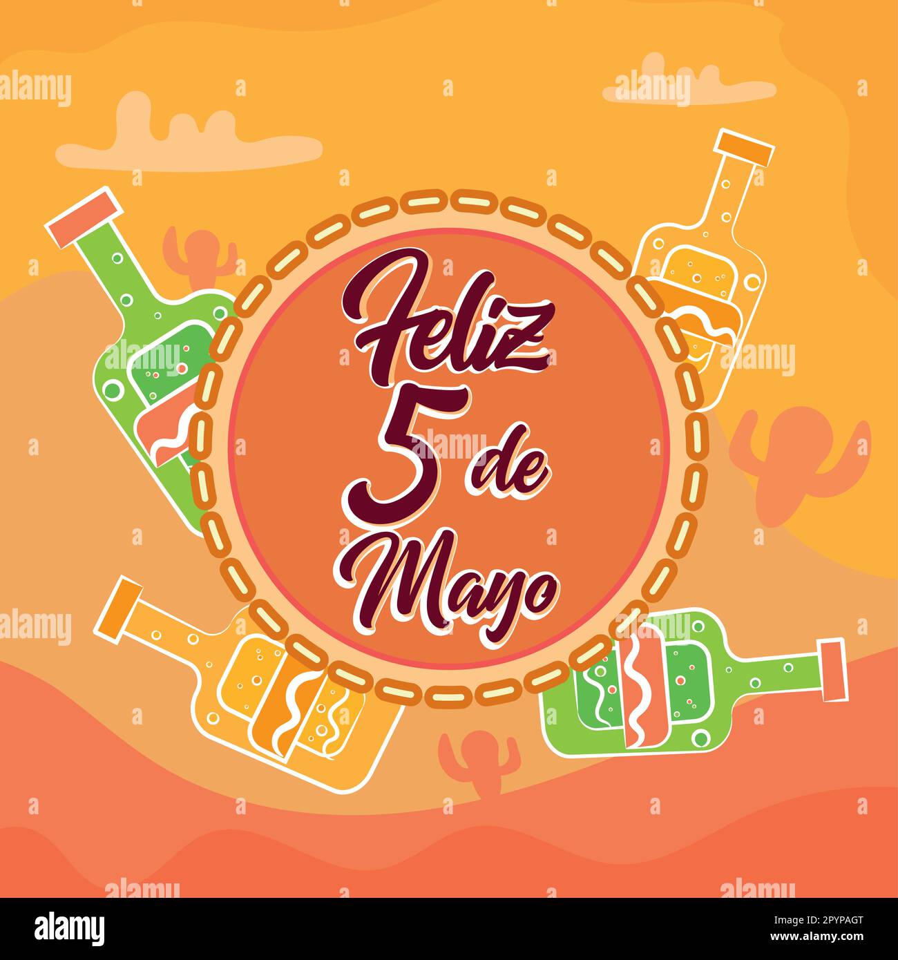 Cinco de mayo carte Tequila flacons Vector Illustration de Vecteur