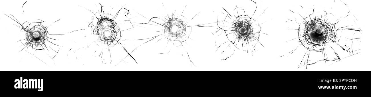 Grande collection de fissures de verre cassé sur fond noir. Concept de plans sur la fenêtre pour la conception Banque D'Images