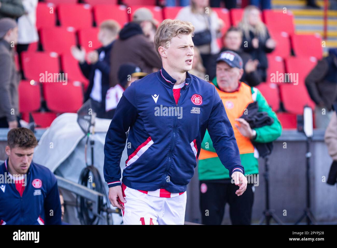 Aalborg, Danemark. 04th mai 2023. Malthe Hojholt (14) d'AAB vu pendant le match de la coupe DBU entre Aalborg Boldklub et Silkeborg IF au parc Aalborg Portland à Aalborg. (Crédit photo : Gonzales photo/Alamy Live News Banque D'Images