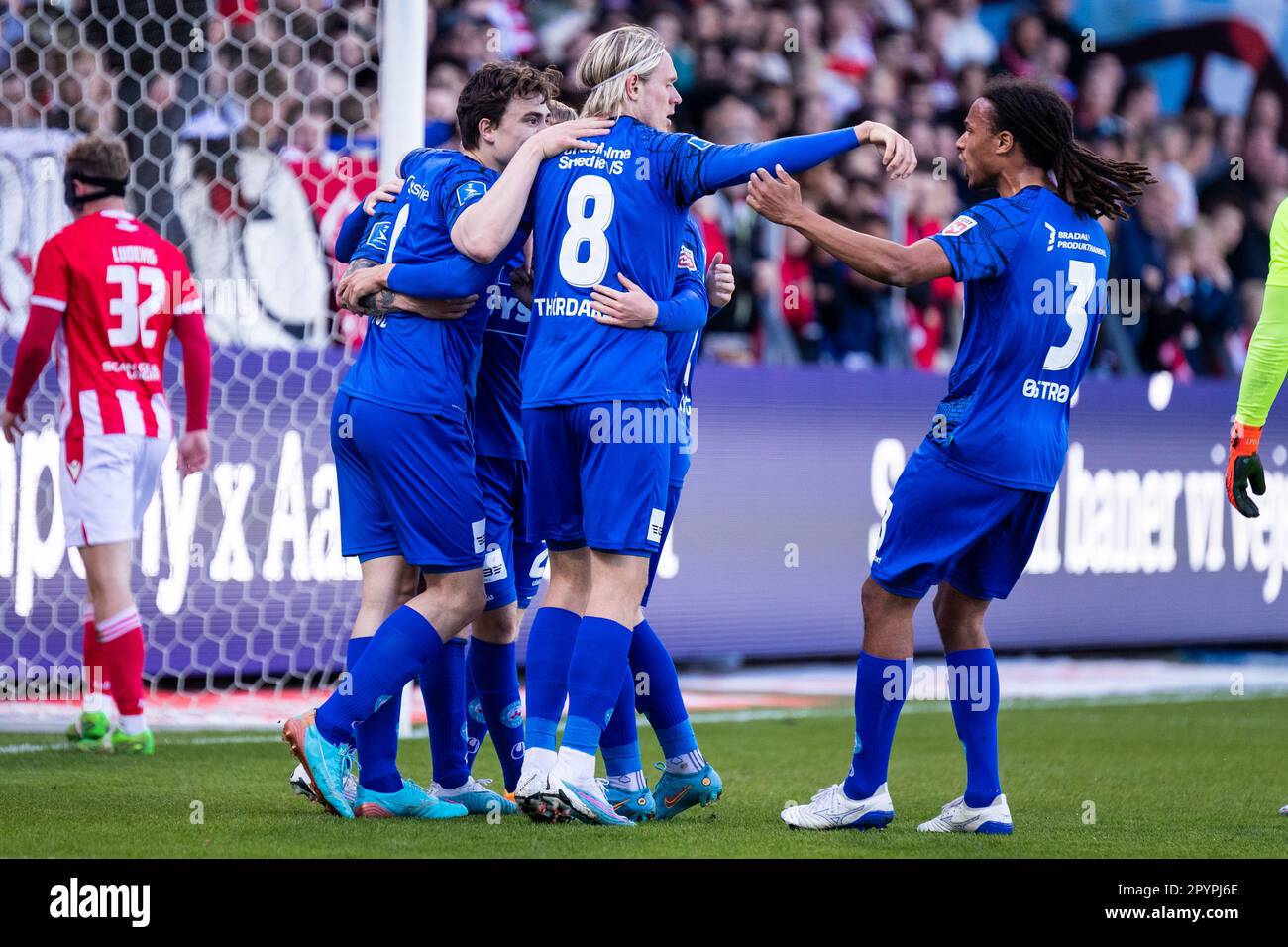 Aalborg, Danemark. 04th mai 2023. Tonni Adamsen (23) de Silkeborg SI a obtenu des scores pour 0-1 lors du match de la coupe DBU entre Aalborg Boldklub et Silkeborg IF au parc Aalborg Portland à Aalborg. (Crédit photo : Gonzales photo/Alamy Live News Banque D'Images