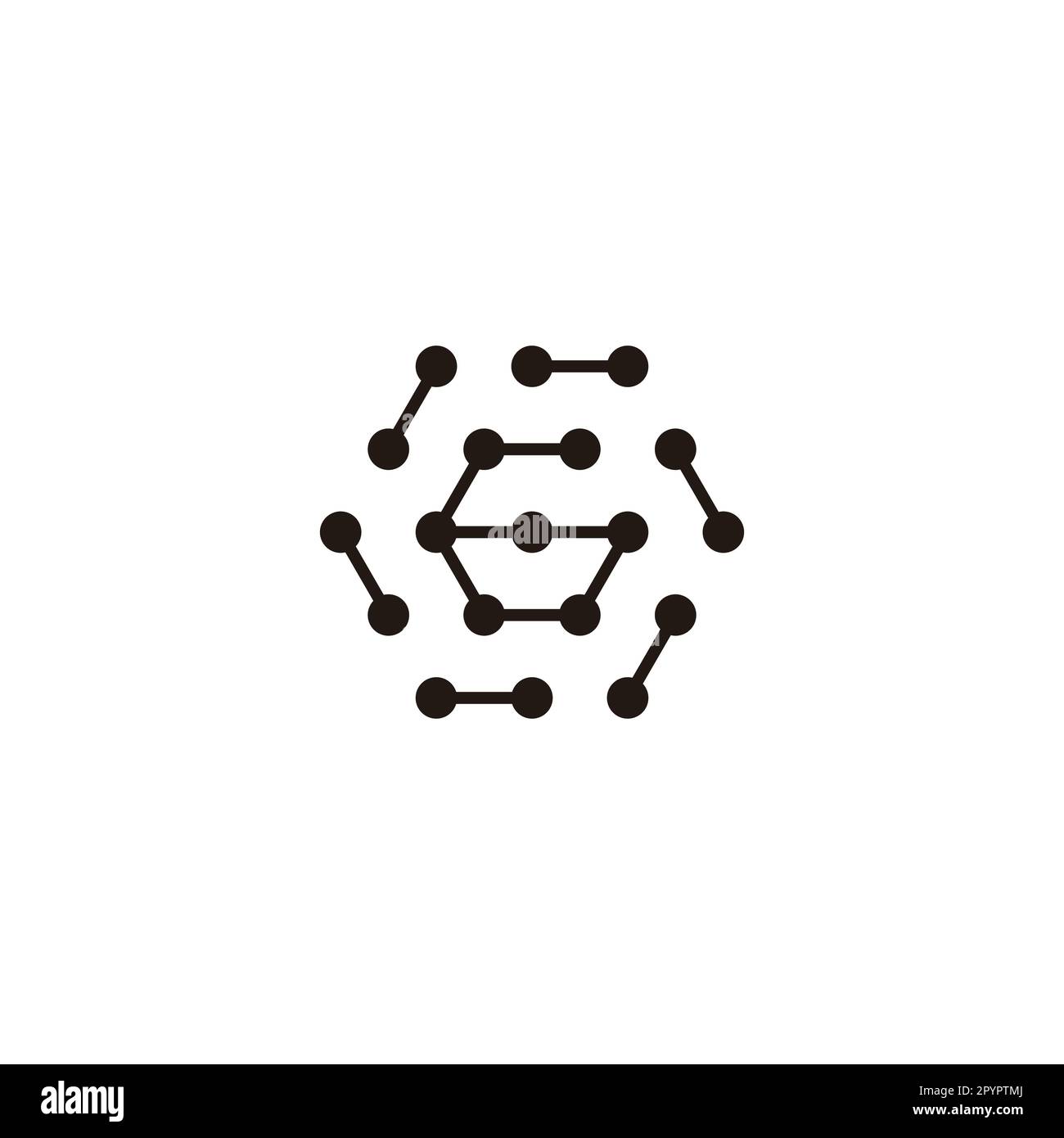 Numéro 6 hexagone, molécules arrondies symbole géométrique simple logo vecteur Illustration de Vecteur