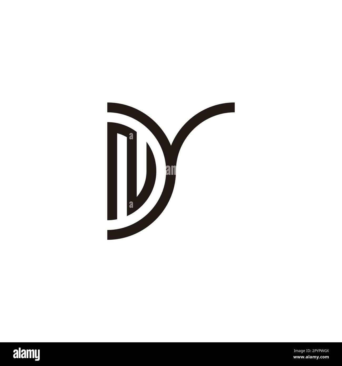 Lettre NY courbe géométrique symbole simple logo vecteur Illustration de Vecteur