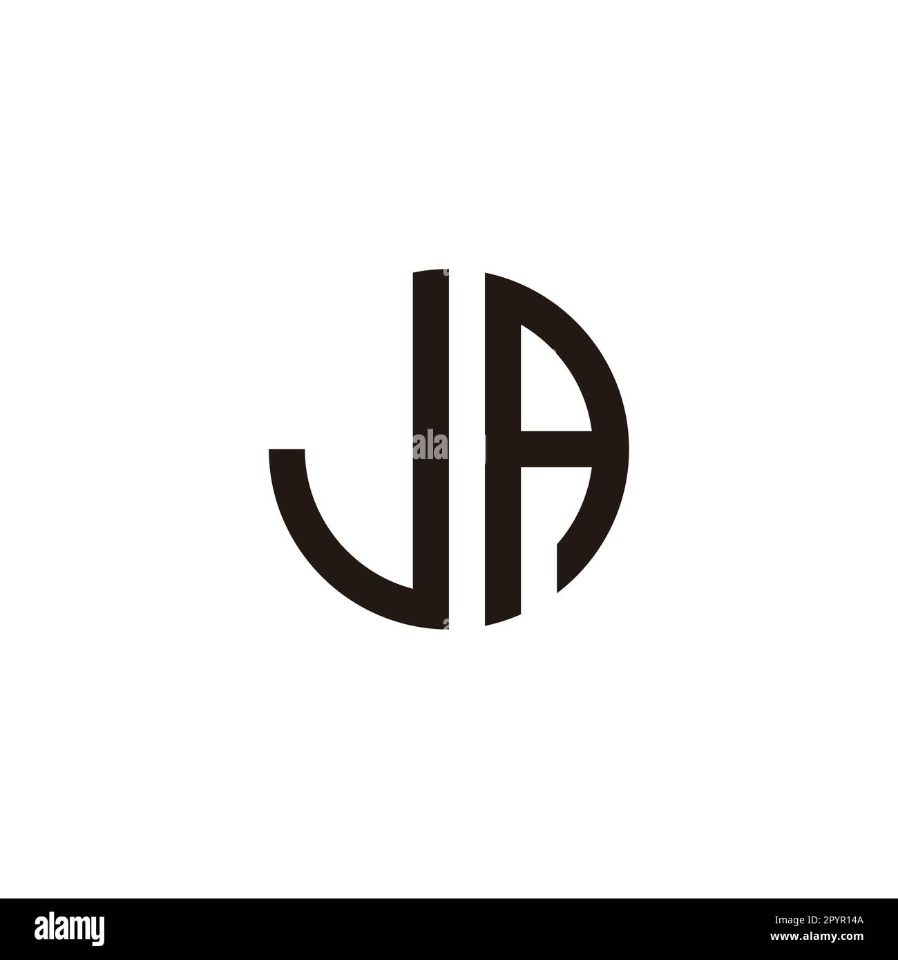 Lettre JA cercle géométrique symbole simple logo vecteur Illustration de Vecteur