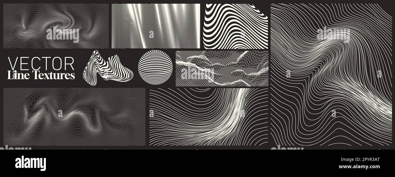 Collection de textures et de formes de motif Wave Line, illustration vectorielle Illustration de Vecteur