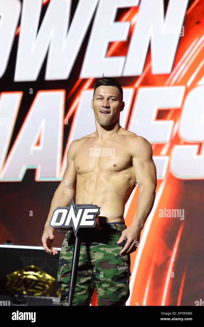 DENVER, COLORADO - MAI 4 : Lowen Tynanes se présente au ONE Championship Ceremonial Weeins and face-off Conference on 4 mai 2023 au Bank Centre 1st de Denver, Colorado. (Photo de Christopher Colon/maximum) Banque D'Images