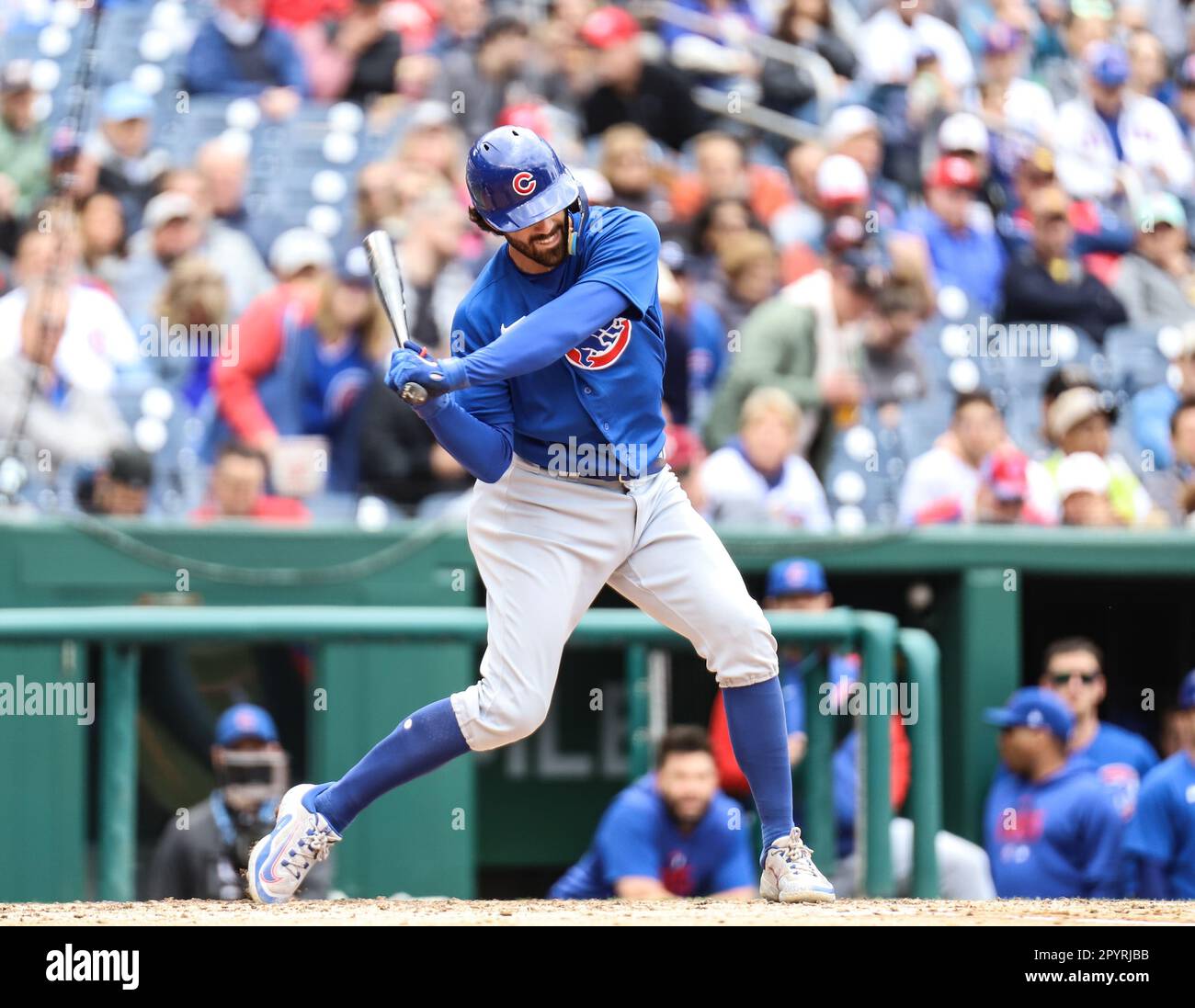 Chicago Cubs Short stop Dansby Swanson (7) à mi-course alors qu'il était à la batte au match des Nationals de Washington vs Chicago Cubs au Nationals Park à Washington D.C. le 3 mai 2023, les Nationals ont battu les Cubs 4-3. (Alyssa Howell/image du sport) Banque D'Images