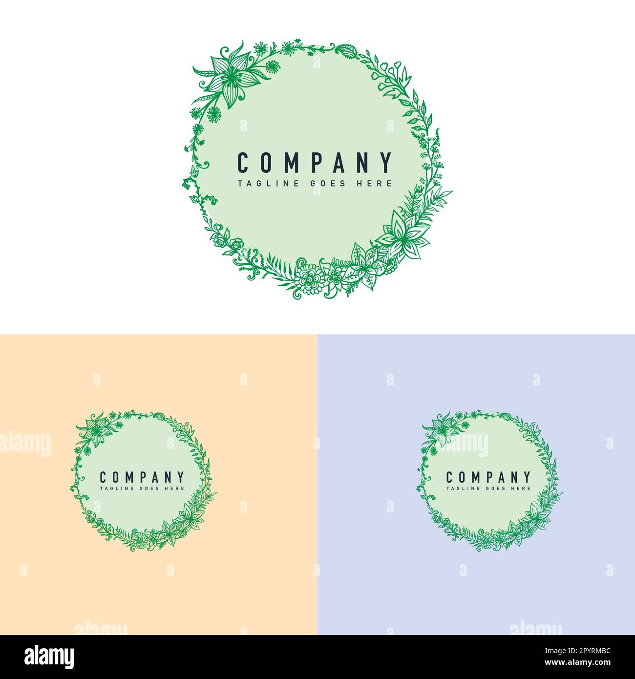 Élégant modèle avec logo fleuri. Illustration Botanical Vector pour votre entreprise. Illustration de Vecteur