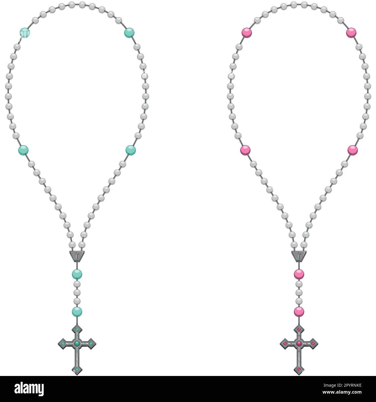 Dessin vectoriel de rosaire avec croix chrétienne, symbole de la religion catholique Illustration de Vecteur