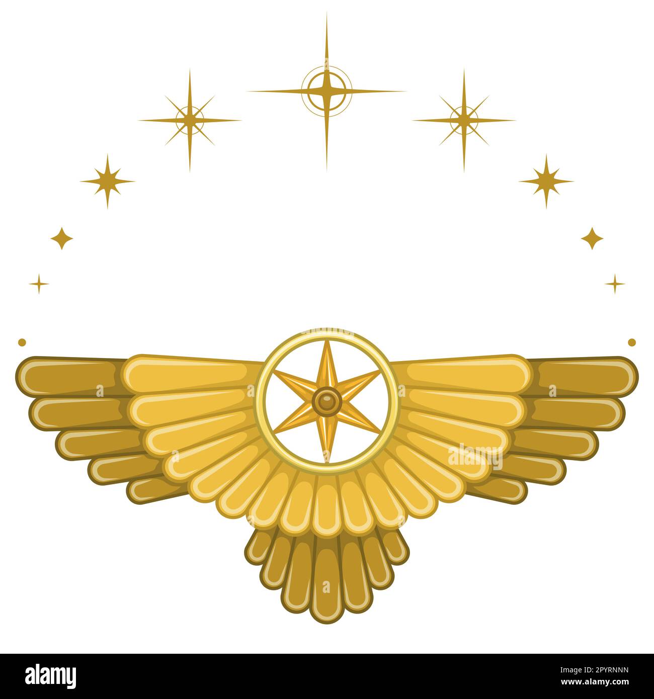 Dessin vectoriel du symbole Faravahar, disque solaire ailé, symbole de religion zoroastrienne Illustration de Vecteur