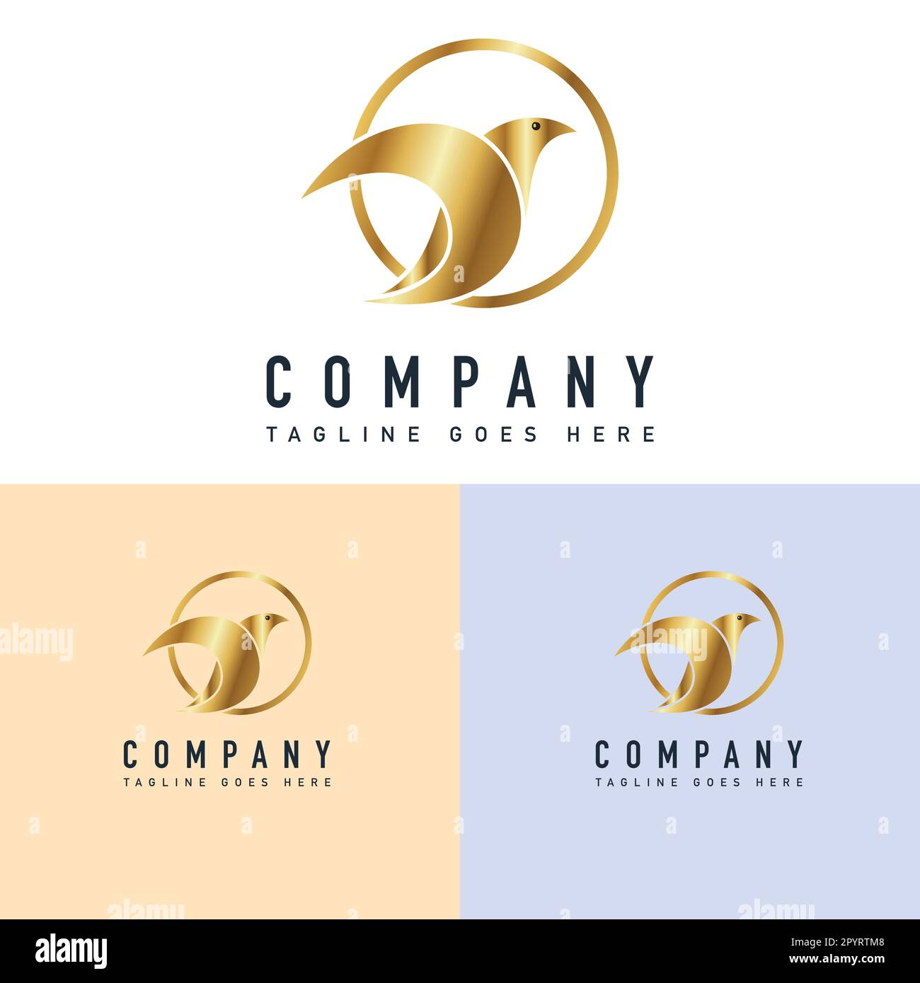 Logo Golden Bird modèle vector icône illustration design. Logo de luxe. Logo oiseau. Résumé Flying Dove Bird logo Template Vector. Illustration de Vecteur