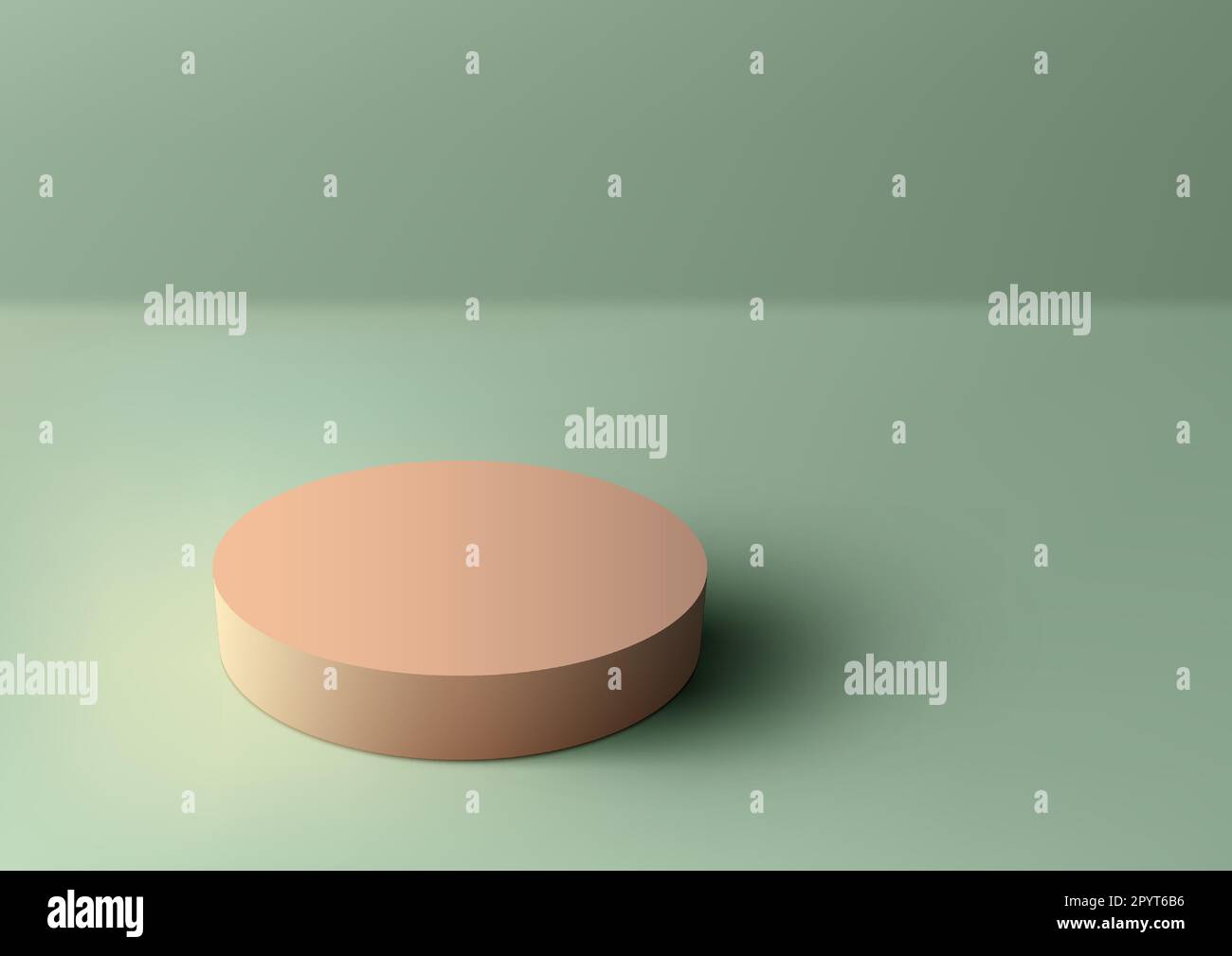 3D un pied de podium blanc de style minimaliste et réaliste sur fond vert de la salle de studio avec éclairage naturel. Vous pouvez utiliser pour la présentation de l'affichage du produit Illustration de Vecteur