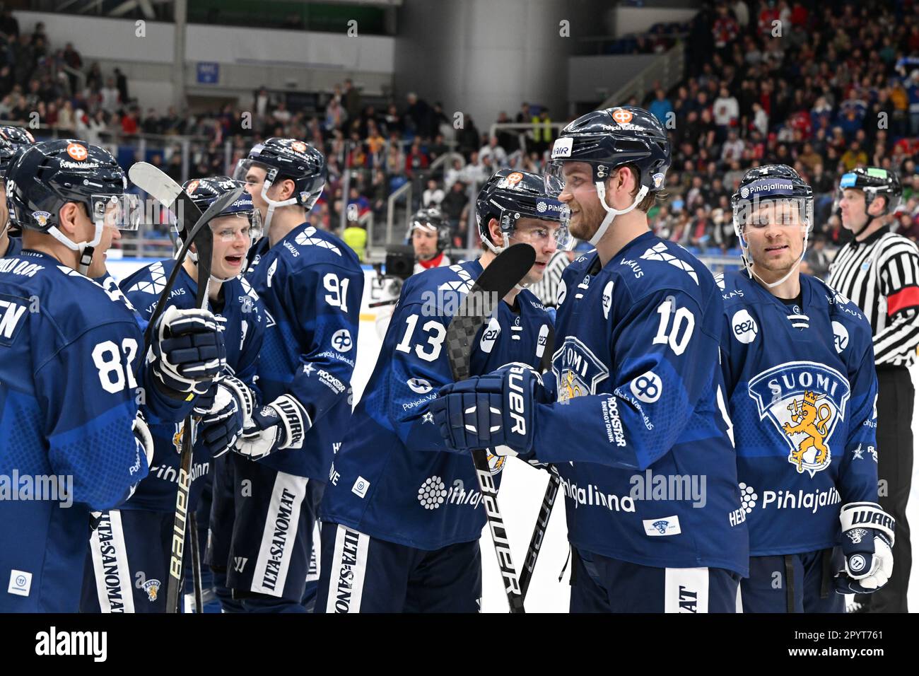Brno, République tchèque. 04th mai 2023. Les joueurs de finale ont remporté la victoire lors du match de l'Euro Hockey en République tchèque contre la Finlande, Brno, République tchèque, 4 mai 2023. Crédit: Vaclav Salek/CTK photo/Alay Live News Banque D'Images