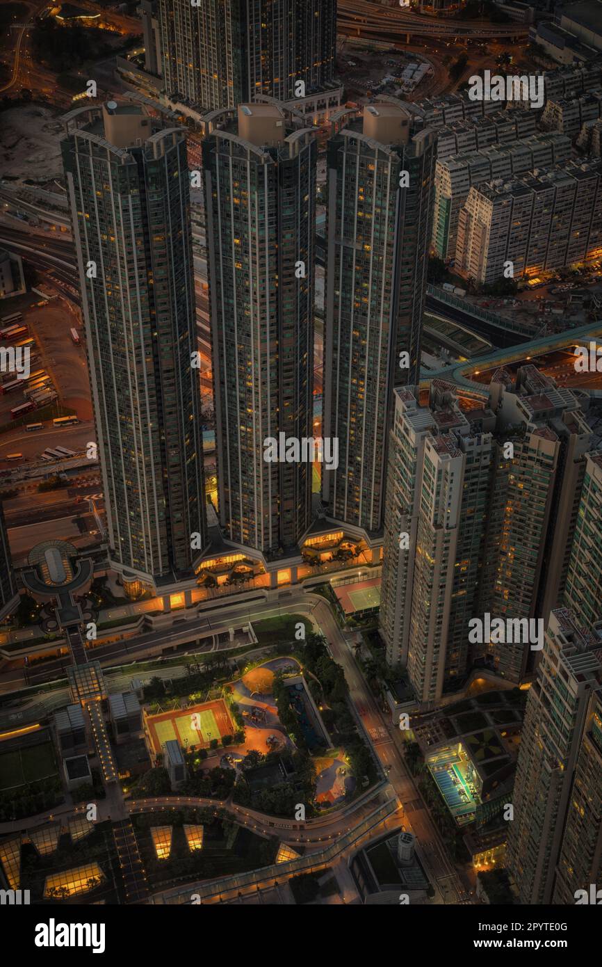 Trois tours jumelles de hong kong distraient Banque D'Images
