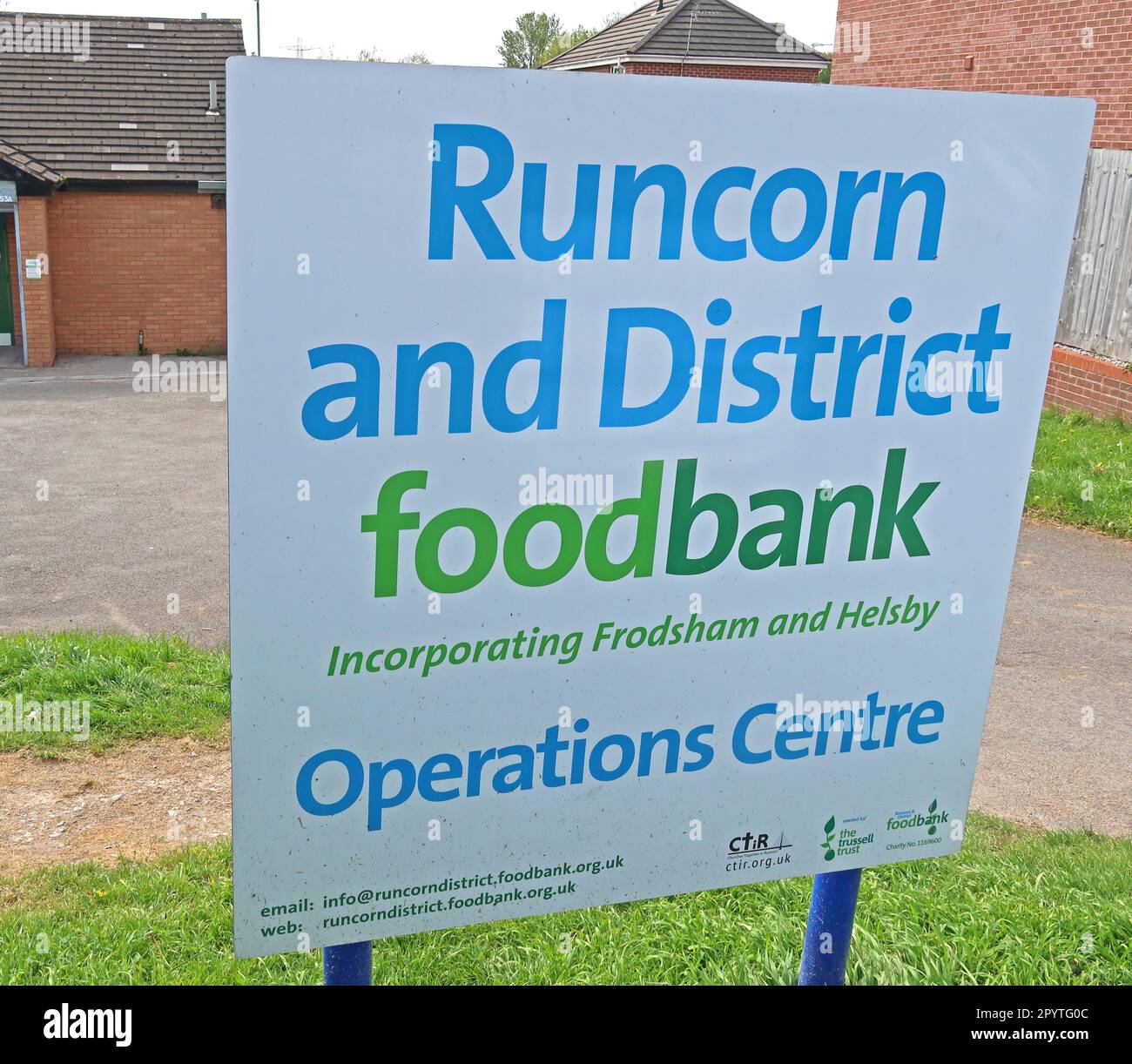 Runcorn and district foodbank, centre des opérations, 53a Russell Rd, Runcorn, Halton, Cheshire, Angleterre, Royaume-Uni, WA7 4BH Banque D'Images