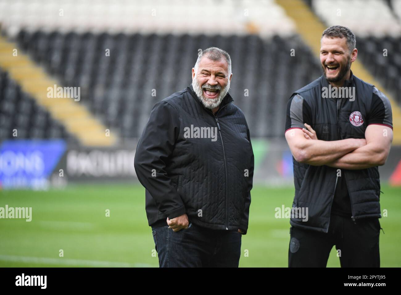 Hull, Angleterre - 4th mai 2023 - Shaun wane et Sean O’Loughlin. Rugby League Betfred Super League Round 11, Hull FC contre Wigan Warriors au MKM Stadium, Hull, Royaume-Uni Banque D'Images