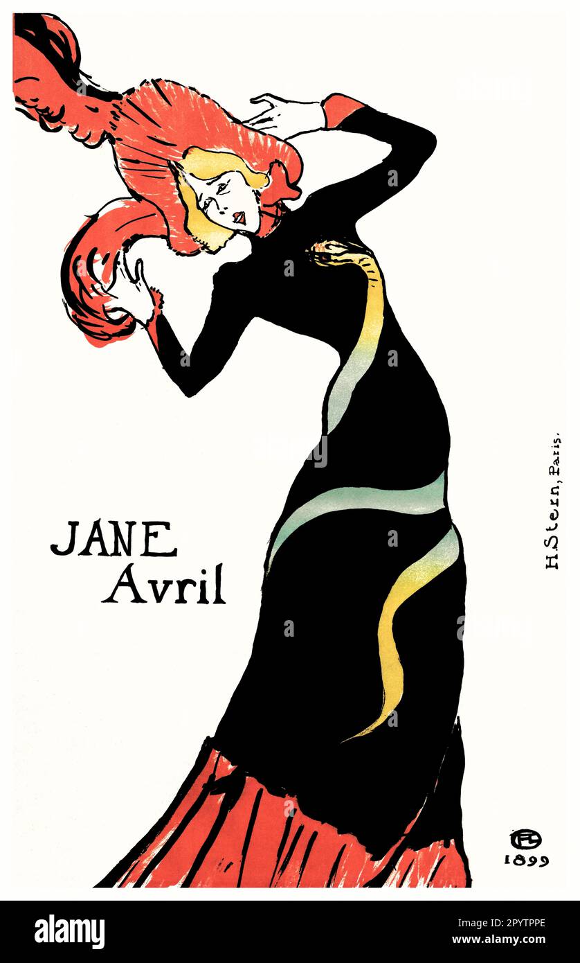 Jane avril Vintage Illustration d'Henri de Toulouse Lautrec artiste français Banque D'Images