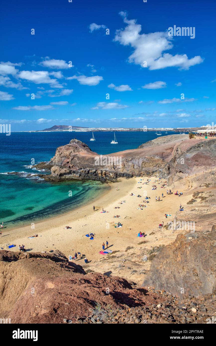 Espagne, îles Canaries, île de Lanzarote, Playa Blanca. Playa de Papagayo, plages de Papagayo. Banque D'Images