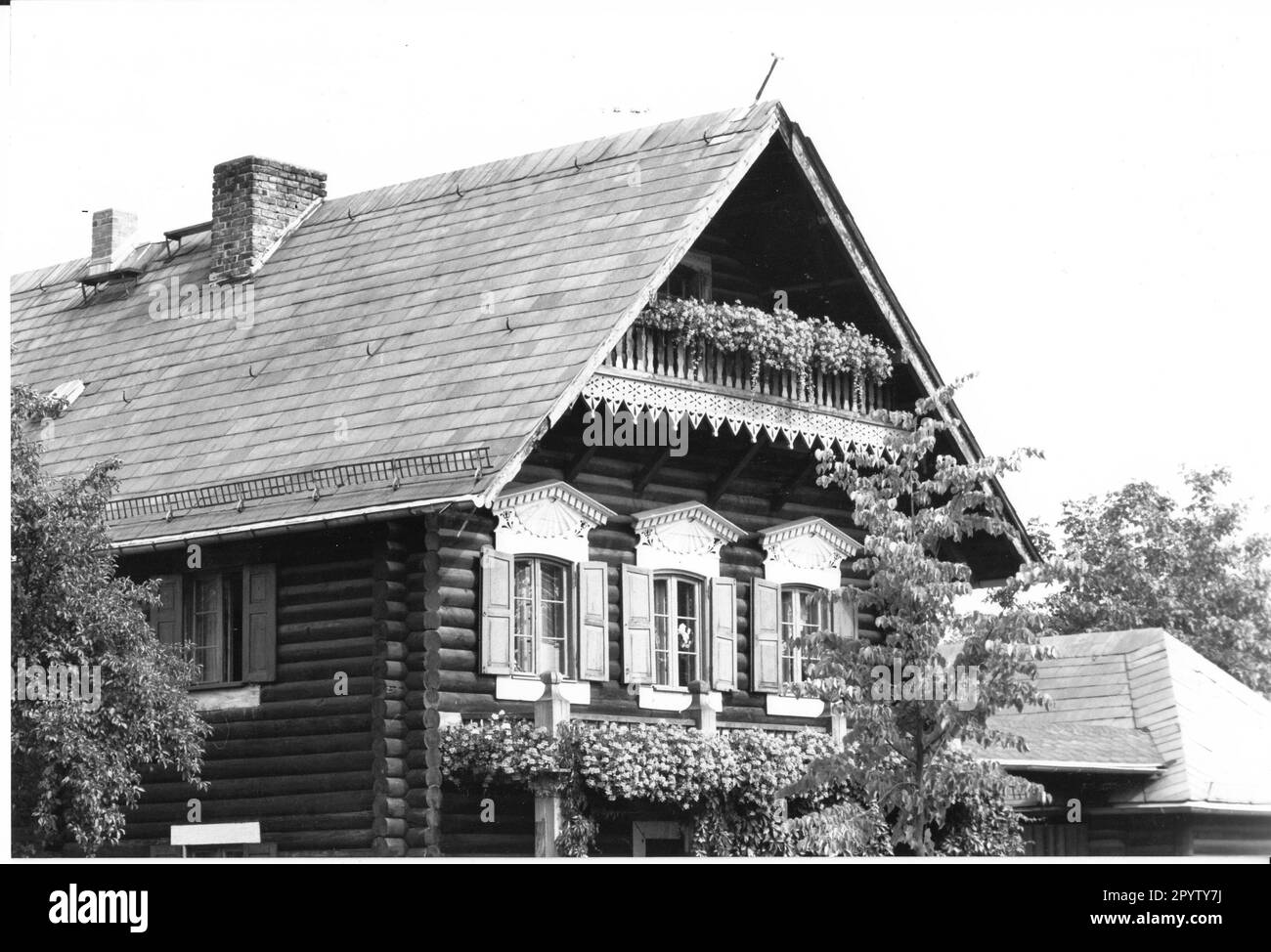 Maison dans la colonie russe Alexandrovka. Maison russe en bois. Bâtiments historiques. Maison. Banlieue de Nauen. Photo: Joachim Liebe, 03.08.1998 [traduction automatique] Banque D'Images