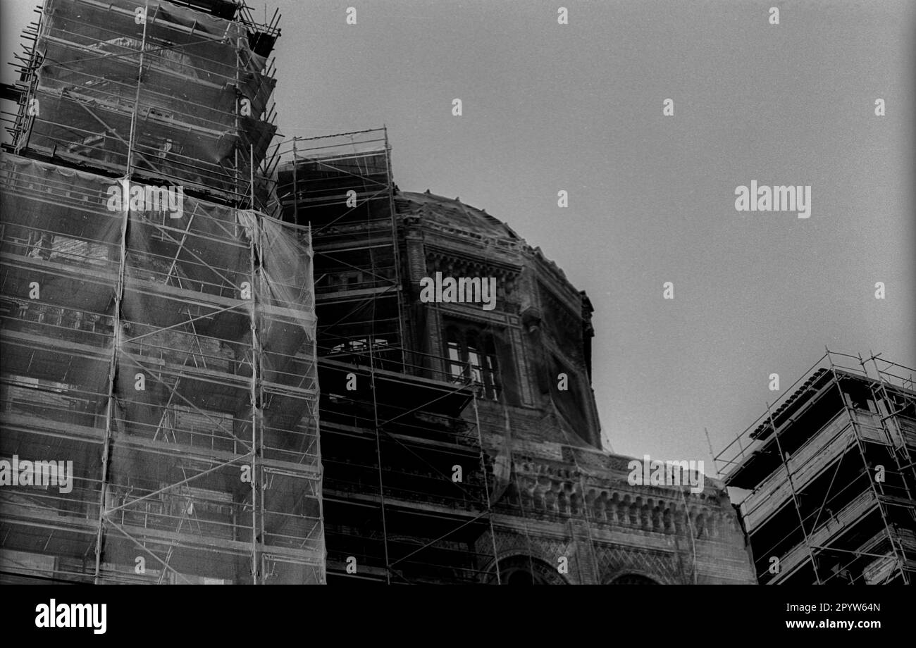 GDR, Berlin, 05.05.1989, reconstruction de chantier Nouvelle synagogue, dôme, Oranienburger Straße, [traduction automatique] Banque D'Images