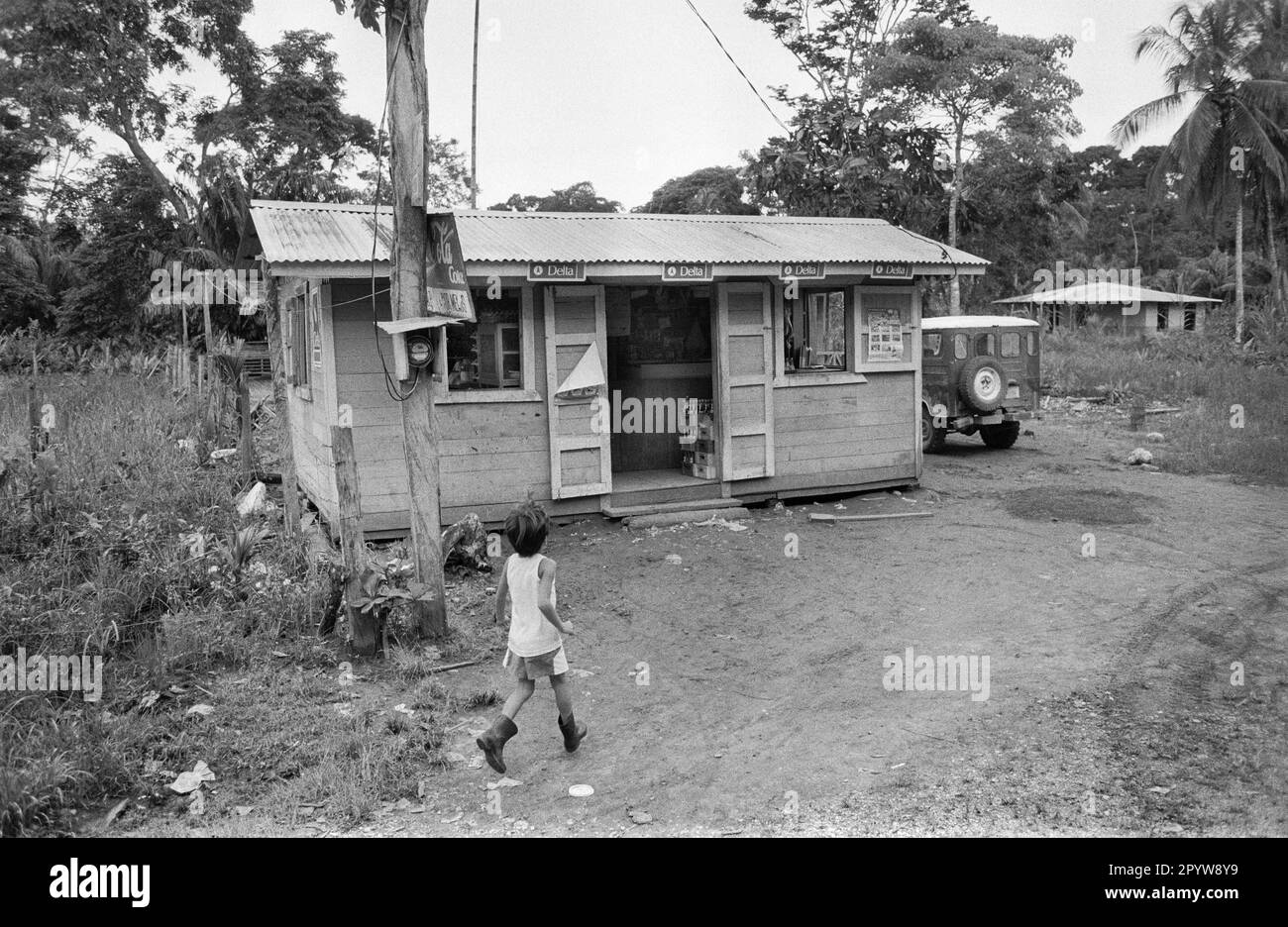 Costa Rica, Puerto Viejo, 18.08.1991. Archive: 29-05-12 San José photo: Cabanes de charrue à café [traduction automatique] Banque D'Images