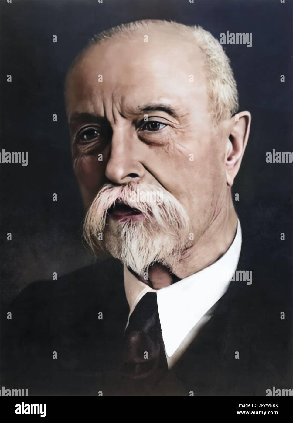 Tomas Garrigue Masaryk, portrait du diplomate et politicien tchèque, est devenu le fondateur et le premier président de la Tchécoslovaquie. Restauré numériquement et coloré Banque D'Images